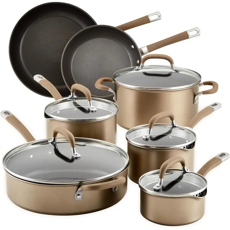 CIRCULON Premier Professional Hard Anodized Nonstick Cookware Induction Pots and Pans Set, 12 Piece