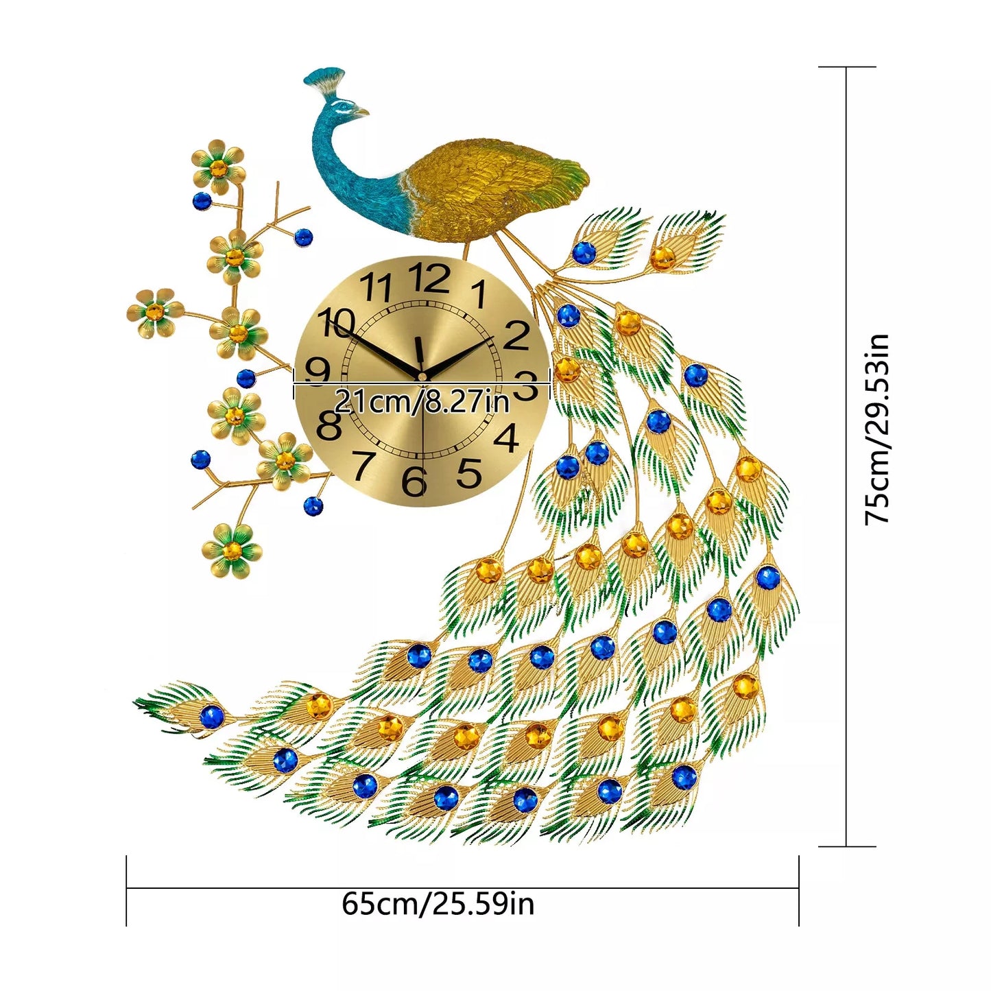 Peacock Wall Clock 7565cm, Modern Simple Wall Clock, European Wall Clock, Creative Peacock