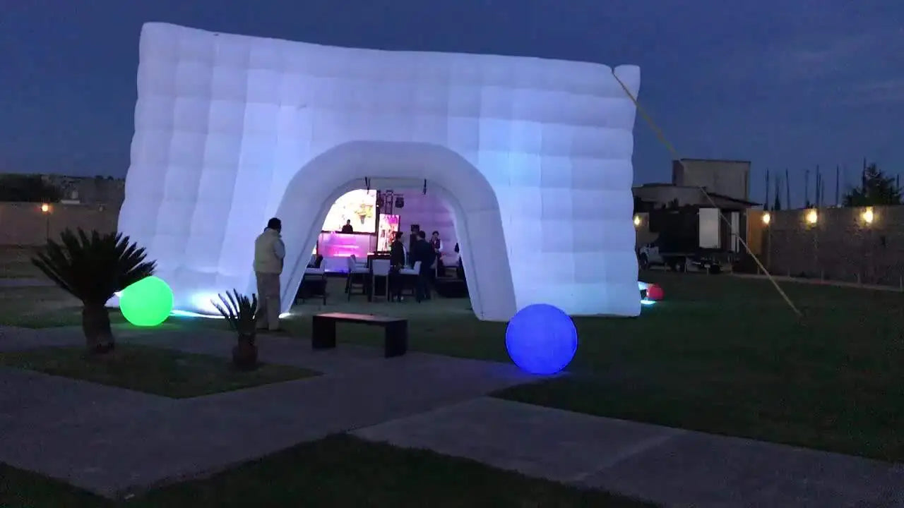 Portable Large LED Inflatable Air Cube Tent House w/Blower Inflatable Lighting Tent/Party Event