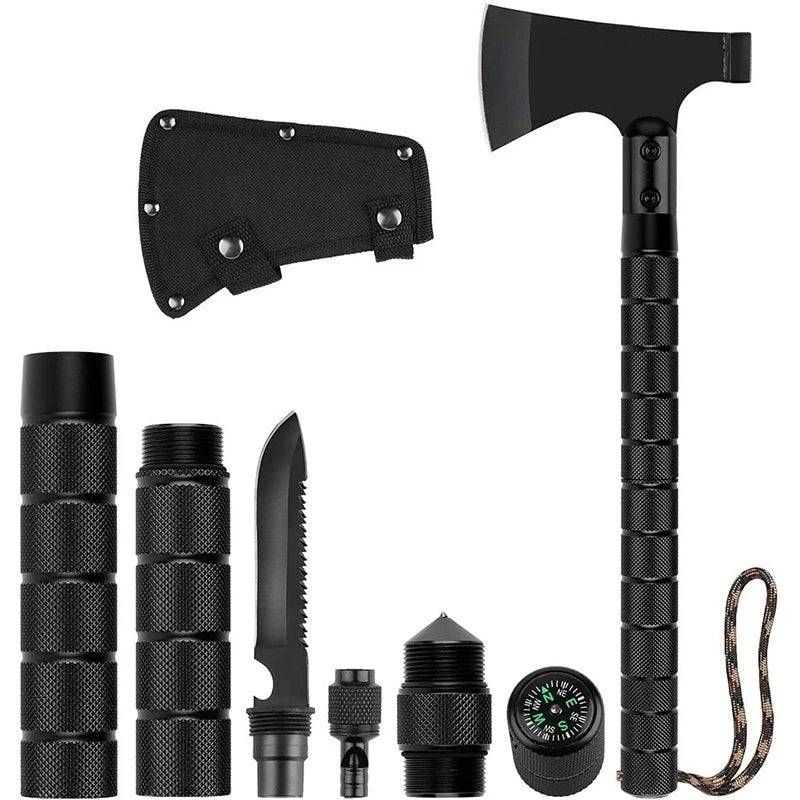 Survival Camping Axe Foldable Tactical Axe Multi Tool Kit Emergency Gear Tomahawk Wild Hatchet AX