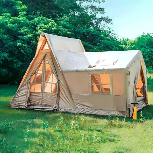 Inflatable Tents for Camping, 8 Person Tent w/TPU Skylight, Mesh Windows & Pump, 4 Season Glamping