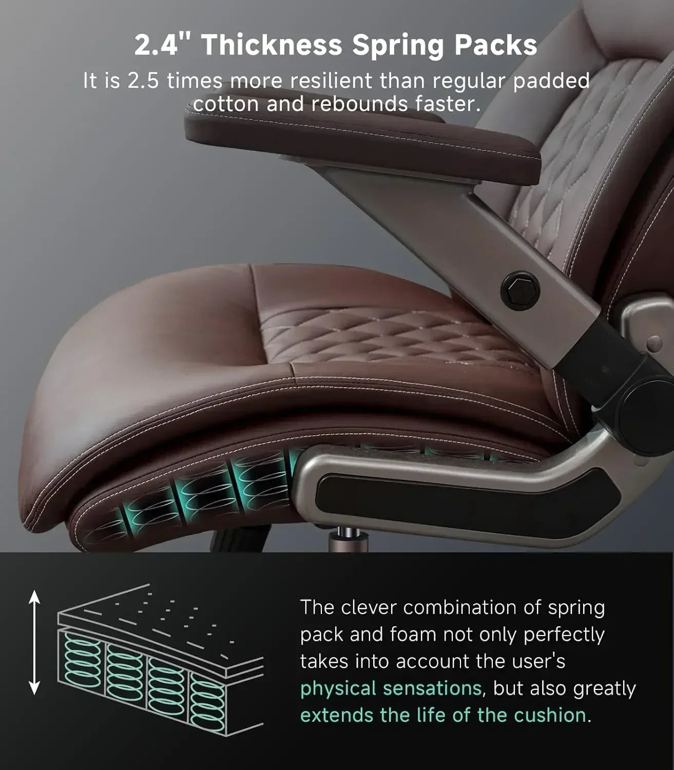 Big and Tall Office Chair, Executive , Adjustable Lumbar Support 3'' Double Space Wheel, Heavy Duty