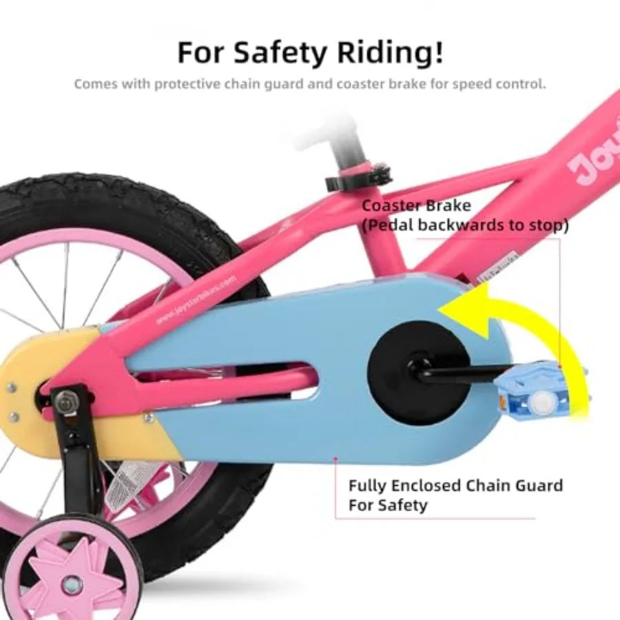12 14 16 Inch Bike for 2-7 Years Girls 33-53 Inch Tall Toddler Girls Bike with Training Wheels Rainbow Bikes Bicycle Macaroon