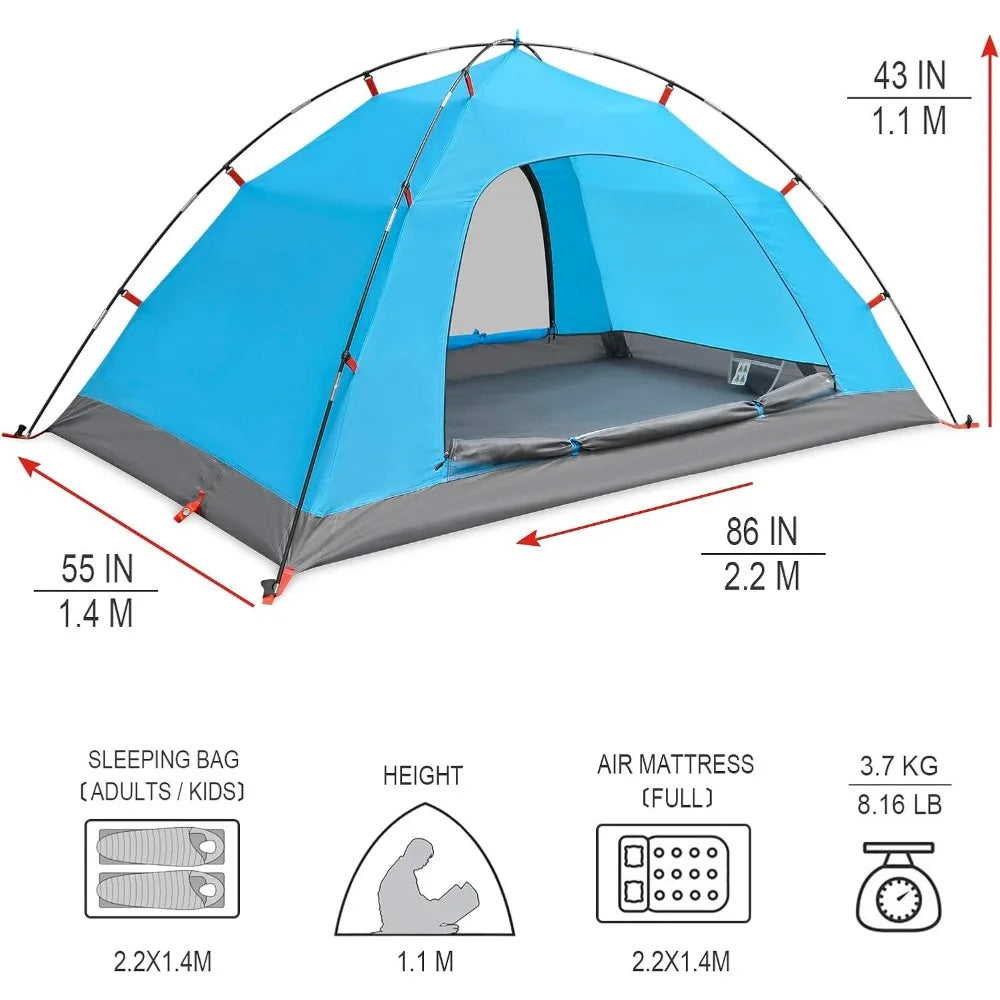 2／4 Person Camping Tent Outdoor Waterproof Family Large Tents 2/4 People Easy Setup Tent