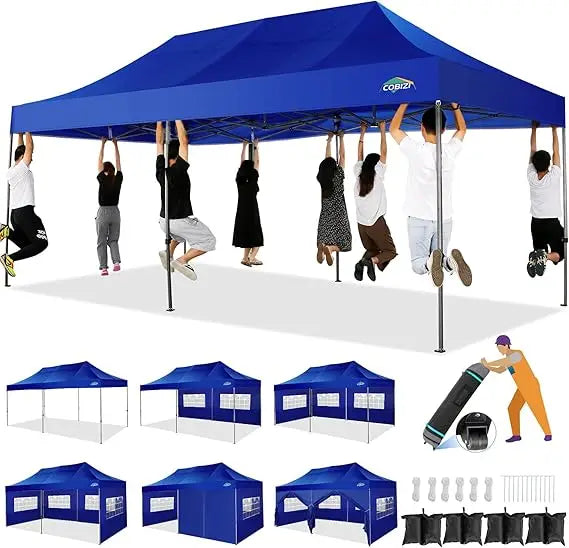 10x20 Heavy Duty Pop up Canopy Tent with 6 sidewalls Easy Up Commercial Outdoor Wedding Party Tents