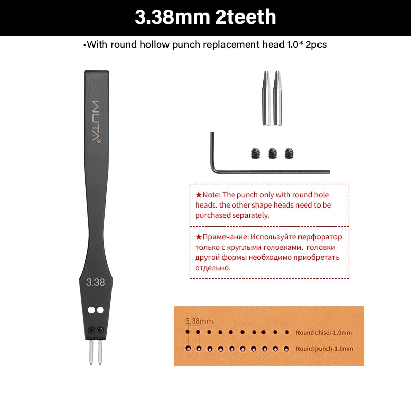 WUTA 3G Leather Punches Head Pricking Iron Removable Diamond Olive Round Hole French Style