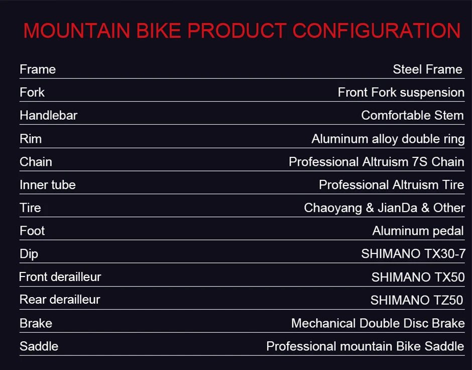 26 Inch Mountain Bike 21 Speed Dual Suspension Adult Bicycle with Adjustable Disc Brake