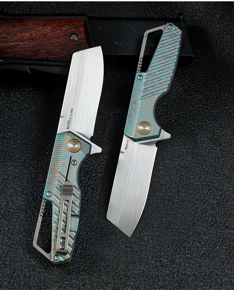 M390 Steel Folding Knife, Men's Everyday Carry Pocket Knife, Titanium Handle, Outdoor Camping Hunting EDC Pocket Knife