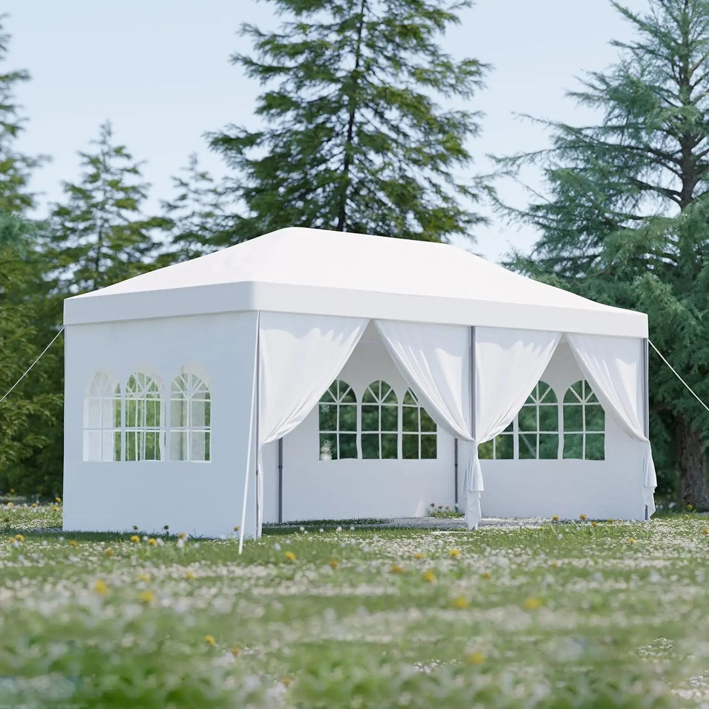 Outdoor Pop Up 10'x20' Canopy Tent with 6 Sidewalls Folding Commercial Heavy Duty Gazebo