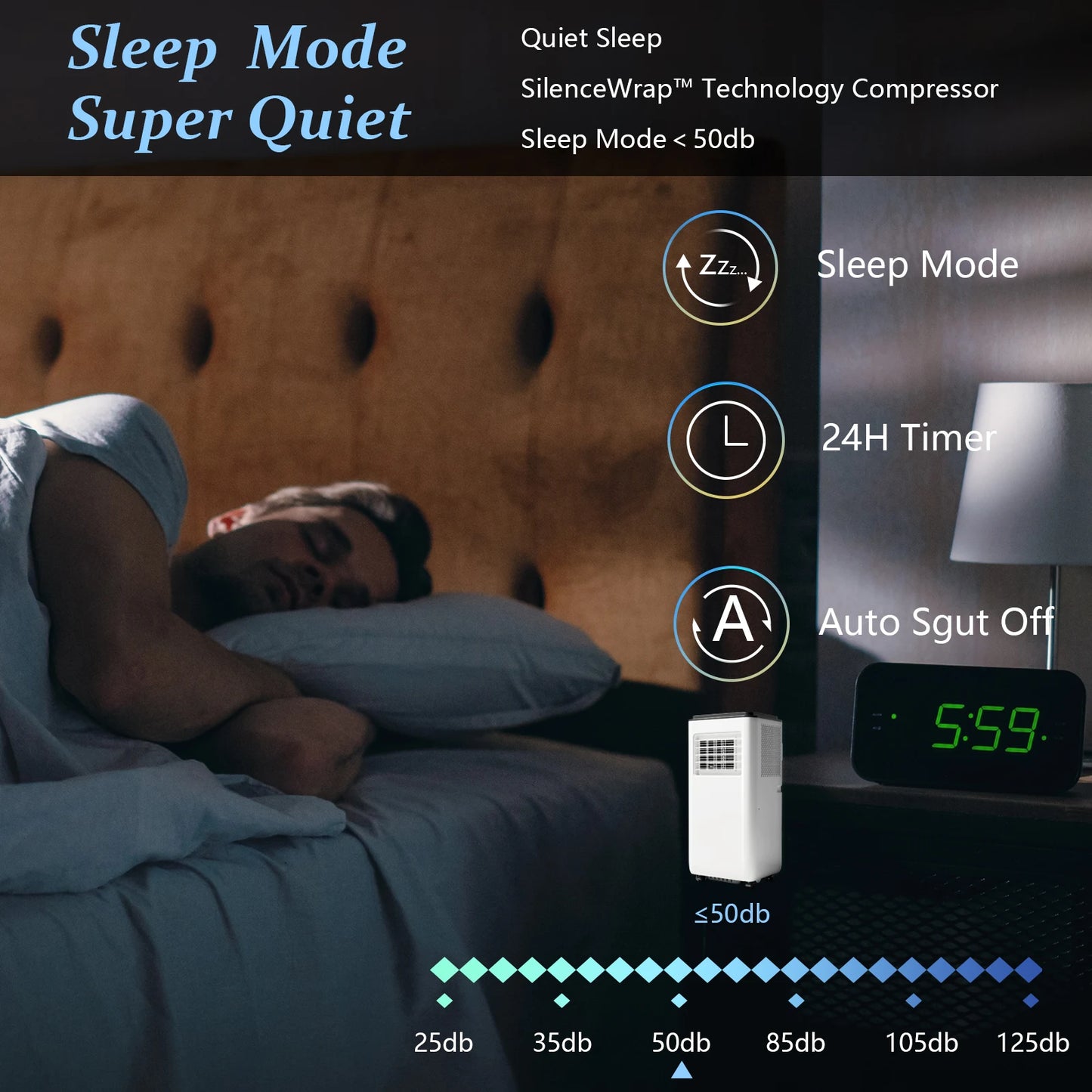 8000 BTU Portable Air Conditioner 3-In-1 Cooling Fan Dehumidifier Remote Control LED Display