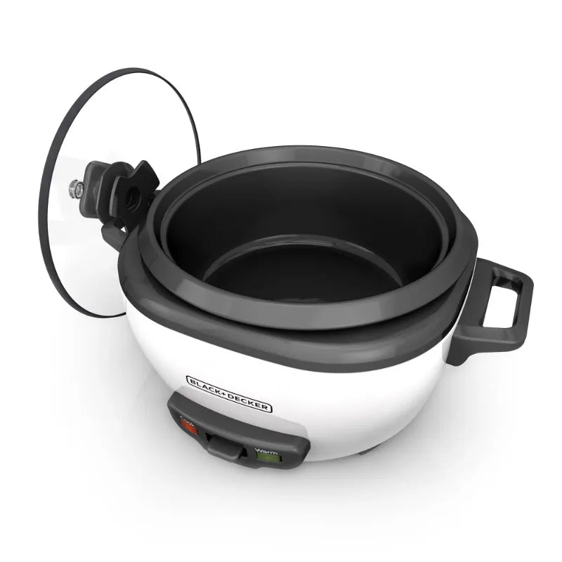 Black & Decker 6-Cup Rice Cooker with Steaming Basket, White, RC506