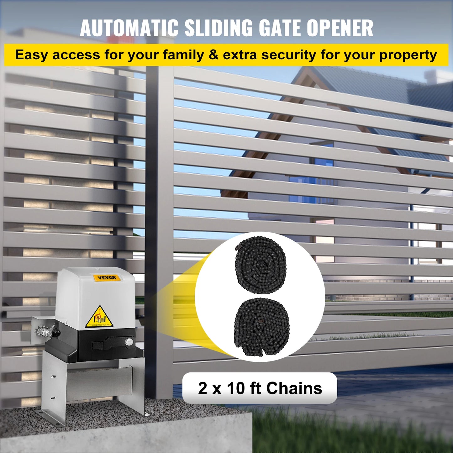 VEVOR Sliding Gate Opener Electric Operator AC600 1400 lbs with 2 Remote Controllers Move Speed 43 ft Per Min