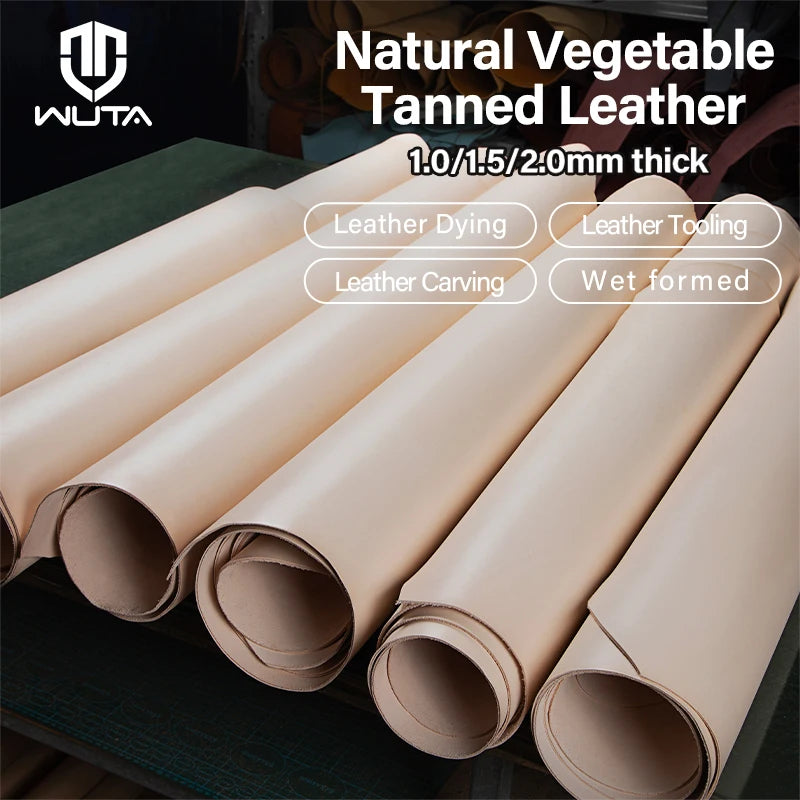 WUTA Full Grain Natural Vegetable Tanned Cowhide DIY Pre-cut Vachetta Leather Genuine Leather Craft