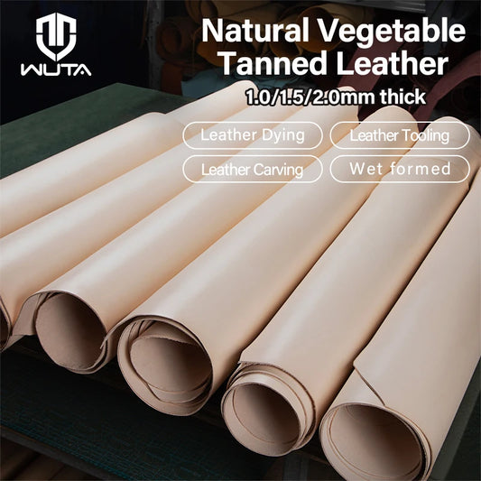 WUTA Full Grain Natural Vegetable Tanned Cowhide DIY Pre-cut Vachetta Leather Genuine Leather Craft