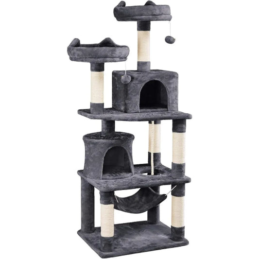 Cat Tree Cats Tower Cat Condo with Platform & Hammock, Scratching Posts for Kittens/62.2inches