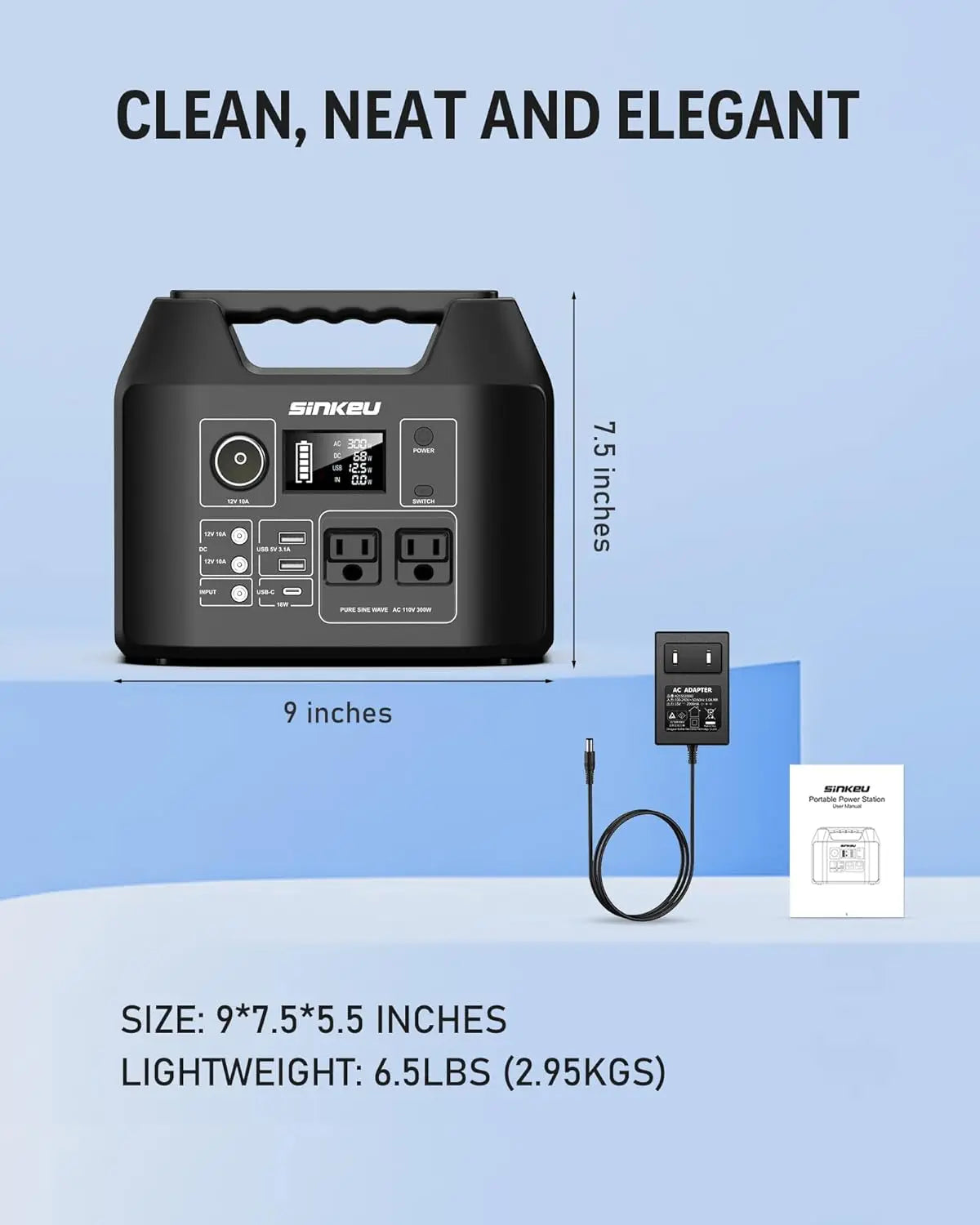 Portable Power Station 300W Solar Generator 256Wh 80000mAh Power Bank 110V AC/DC/USB/USB C LiFePO4