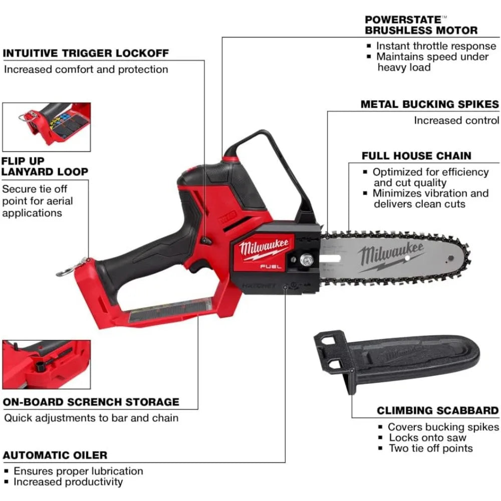 Milwaukee Electric Tool M18 Fuel Hatchet 8'''' Pruning, Chrome (3004-20)