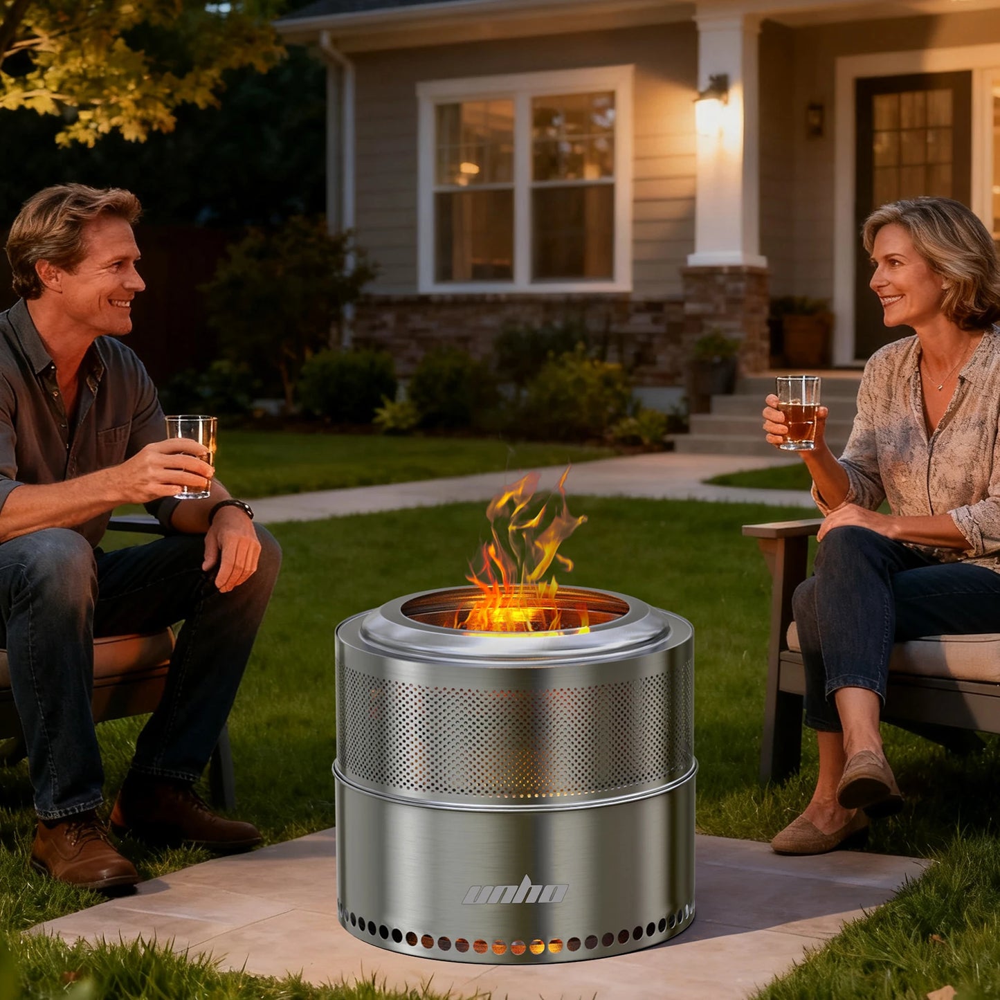 Wood Burning Firepit,Large Stainless Steel Smokeless Fire Pit with Carry Bag, Camping Firewood