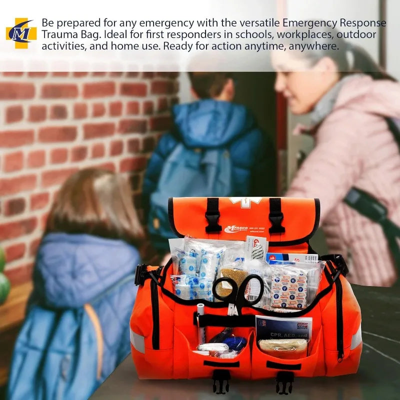 First Aid Kit -Fully Stocked Portable Reflective Bag First Responder Emergency Response Preparedness