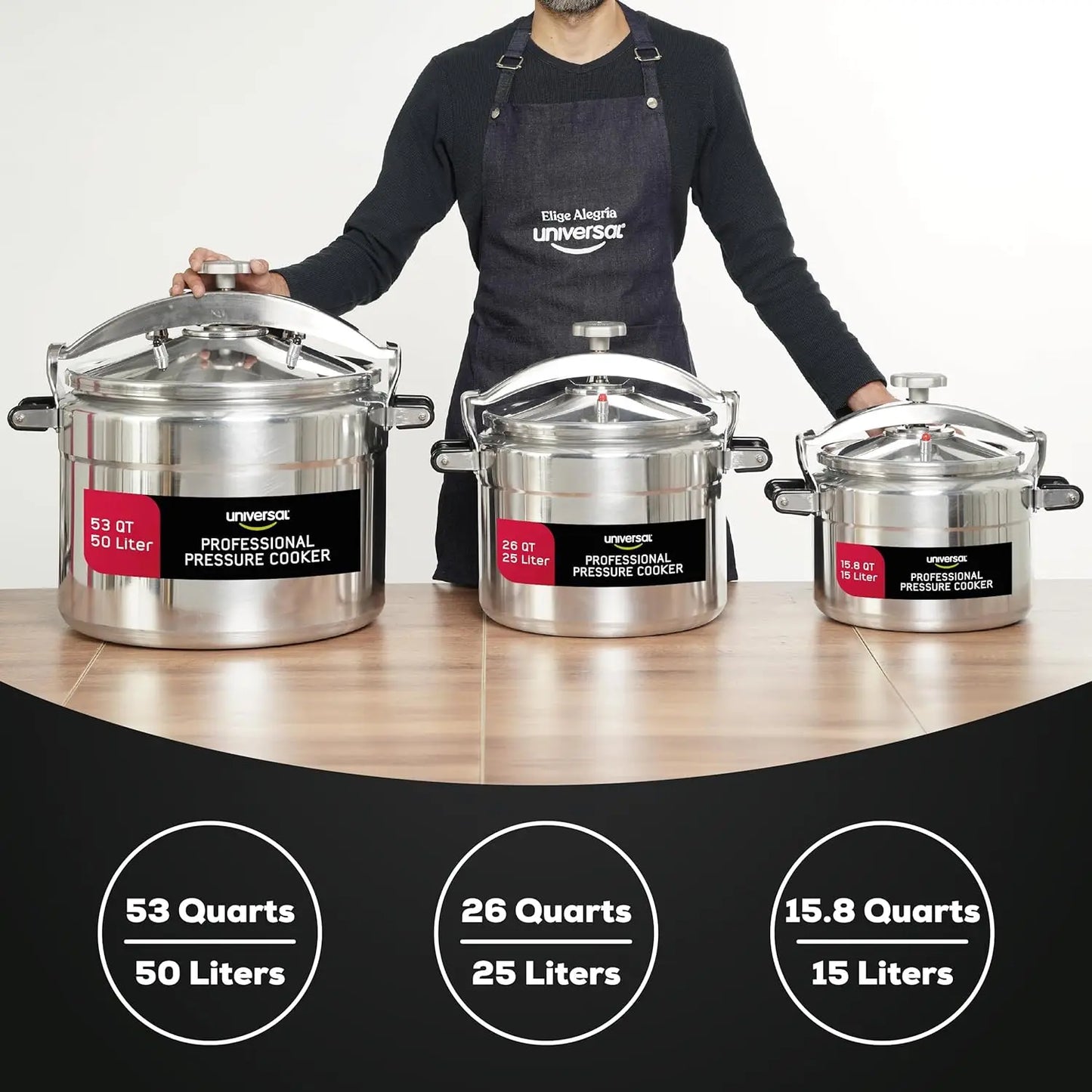 Extra Large 53 Quart / 50 Liter Professional Pressure Cooker, Heavy-Duty Aluminum Construction