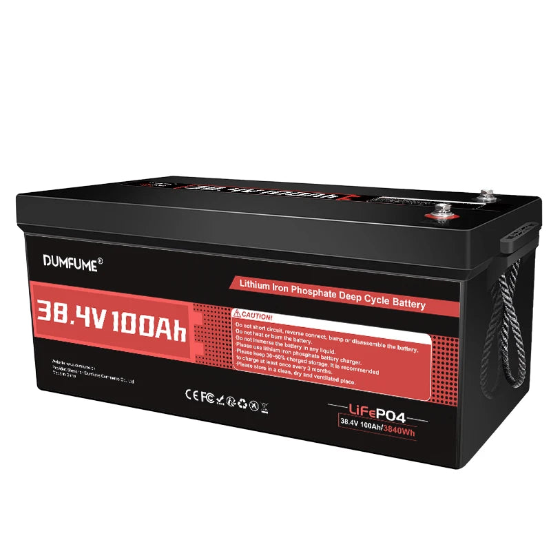 Dumfume 25.6V 100Ah Lifepo4 Lithium Battery 2560w/With 100A BMS 12.8V 100/300/600Ah 38.V 100Ah