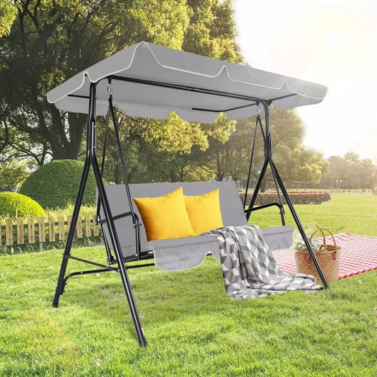 Outdoor Patio Swing Chairs Porch Swing with Adjustable Tilt Canopy & Durable Steel Frame