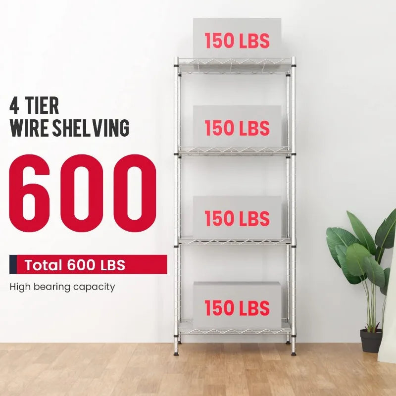 Storage Shelves 2100Lbs Capacity, 6-Shelf on Casters 48" L×18" W×72" H Commercial Wire Shelving Unit