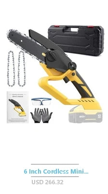 X-ECSTASY 6-Inch Battery Powered Chainsaw Kit w/Safety Features & Rechargeable Batteries