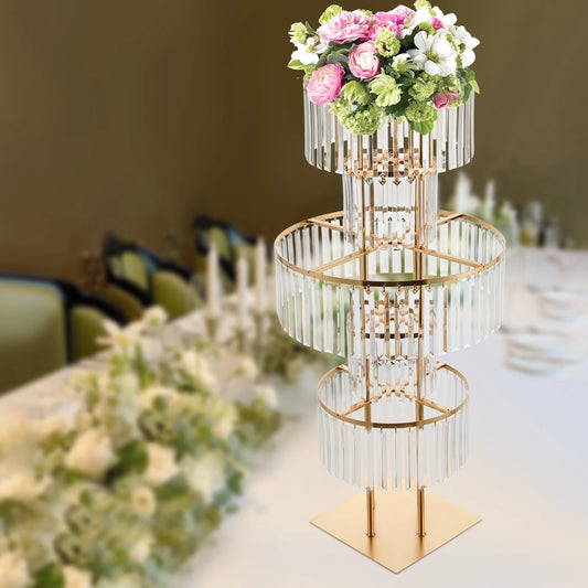 5 Tiers Gold/Silver Wedding Centerpieces Flower Stand Vase Centerpiece Acrylic Flower Stand