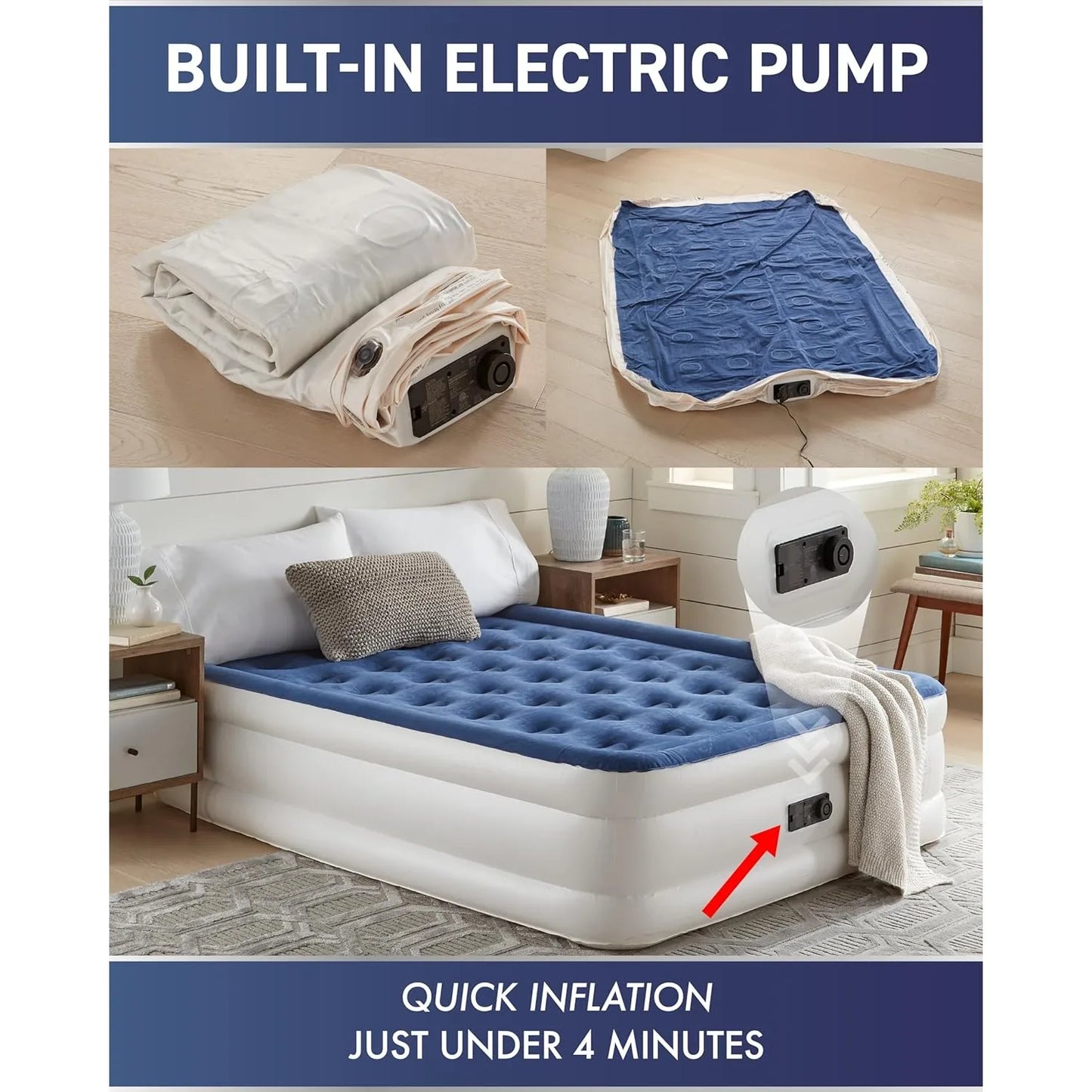 Air Mattress Queen with Built in Pump18 Inch Elevated Quick Inflation/Deflation Inflatable