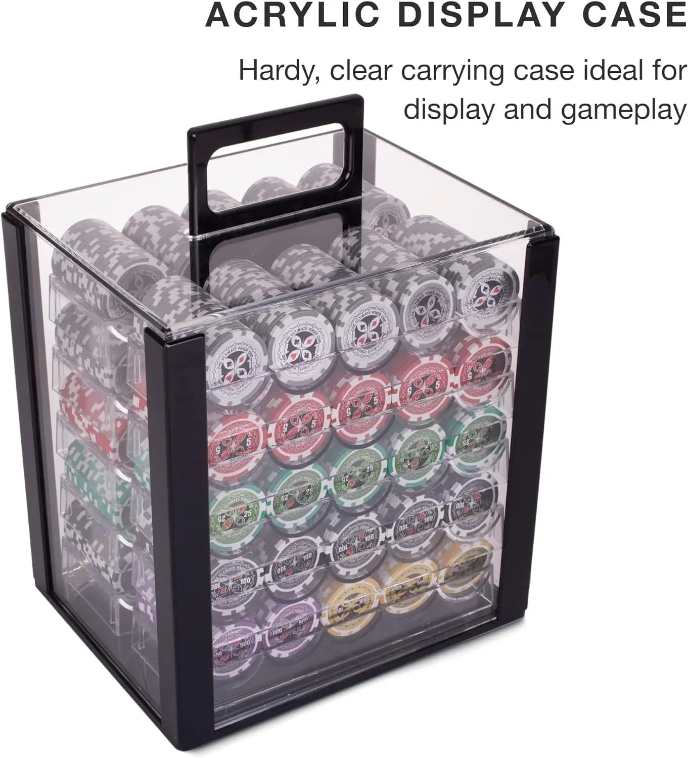 Ultimate 14-Gram Heavyweight Poker Chips - Set of 1000 in Acrylic Display Case