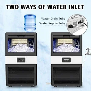 Ice Maker Machine, 70 LBS/24H Under Counter Large Ice Machine w/10 LBS Ice Storage Bin 2 Water Inlet