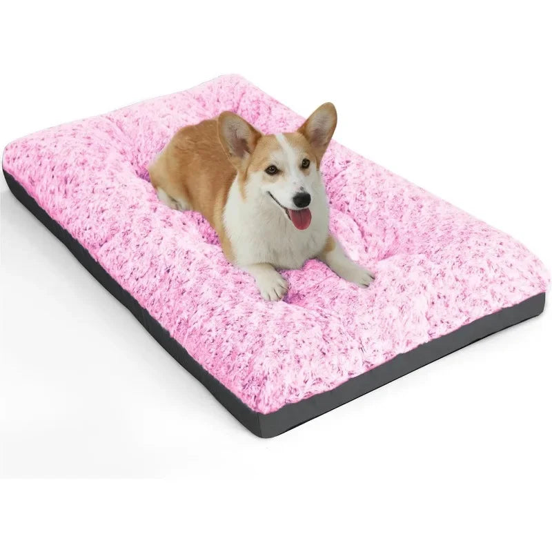 Washable XL Dog Bed Crate Mat 42 inch Comfy Kennel Pad Anti-Slip for Dogs Up to 90 lbs, 42" x 28"