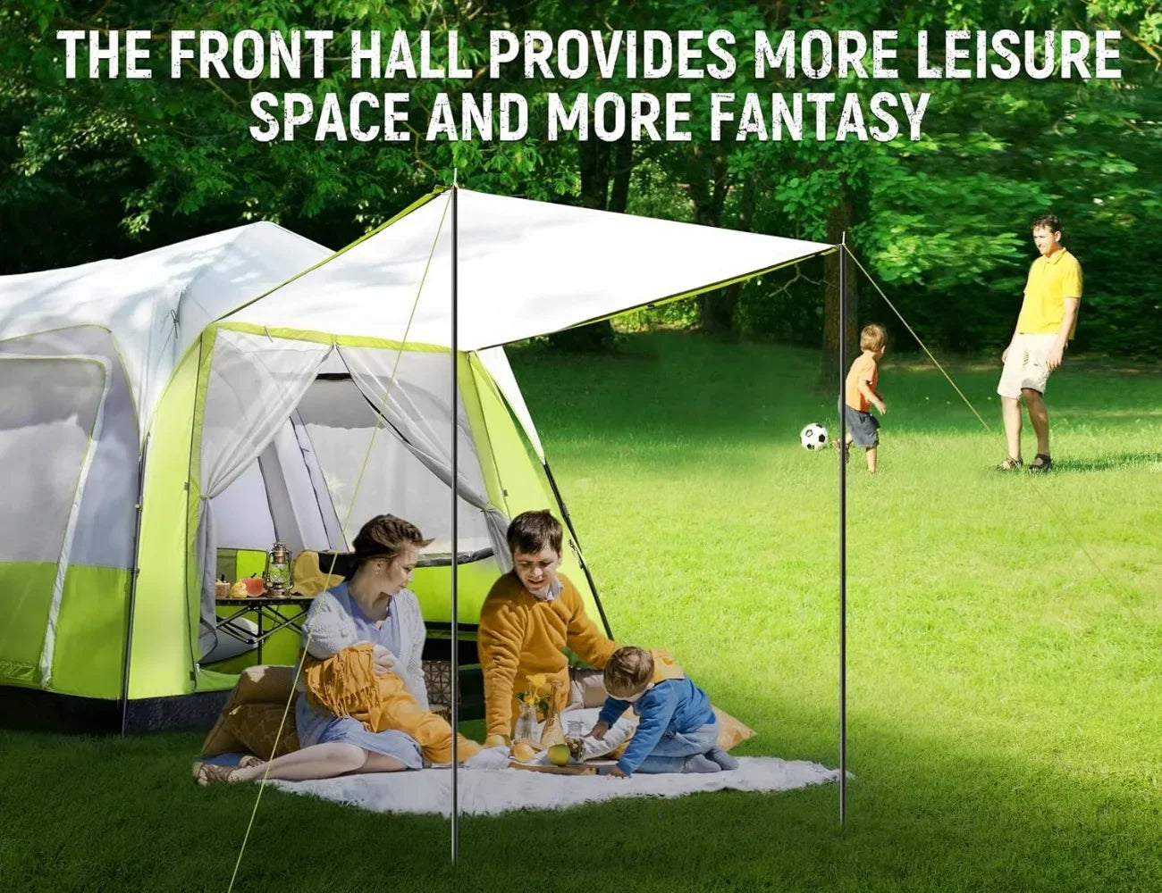 8/10 Person Camping Tent,Spacious Interior, Includes Rainfly, Room Divider, Carry Bag