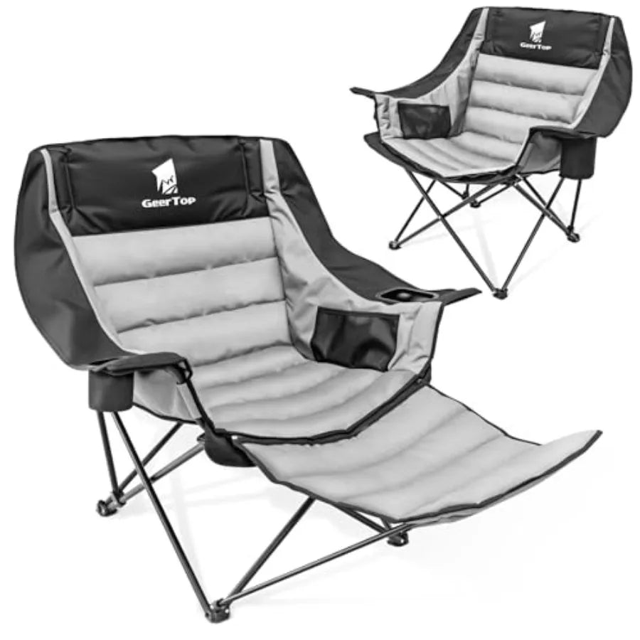 Oversized Padded Camping Chair for Adults with Removable Footrest Heavy Duty Extra Wide