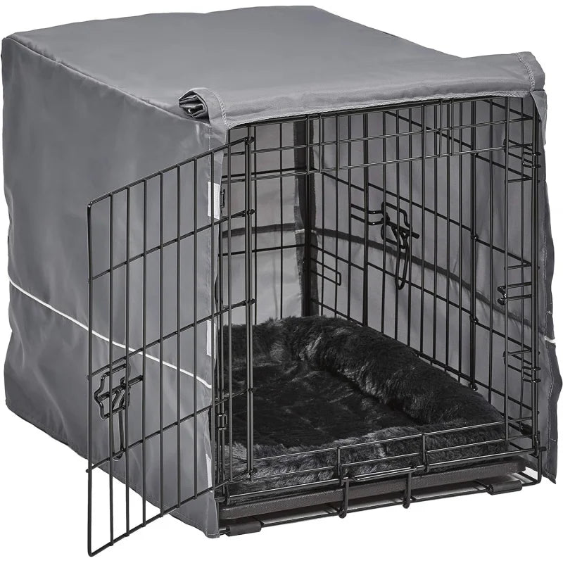 New World Double Door Dog Crate Kit Includes One Two , Matching Gray Bed &   Cover, 24-Inch