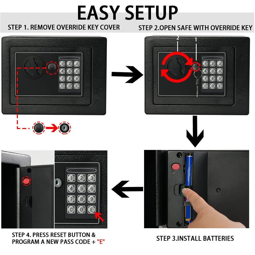 Ireproof Safes w/Fireproof Money Bag Sensor Light Digital Keypad Home Safe Adjustable Shelf/Safe