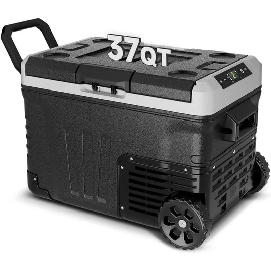 Car Fridge Portable 12V Refrigerator - 37 Quart(35L) Electric Cooler 12/24V DC&110-240V AC