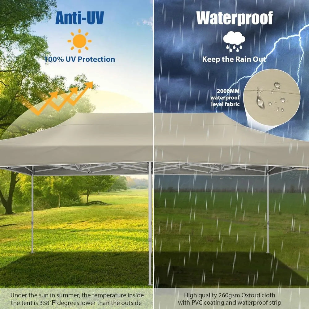 HOTEEL 10x20 Pop up Canopy Tent, Heavy Duty Easy Setup Tent Without Sidewalls
