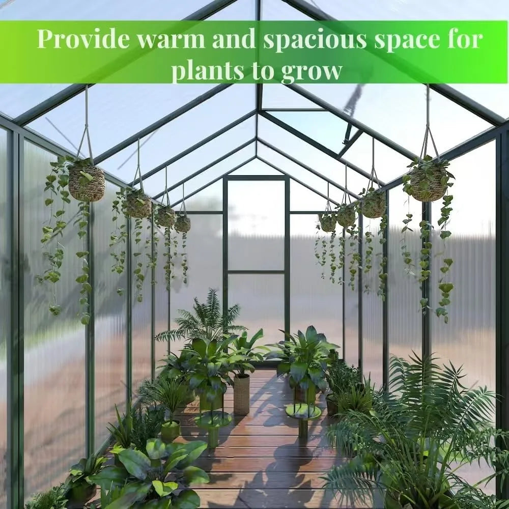 6*4.2*7.2FT Greenhouse for Outdoors, Polycarbonate Greenhouse/Wind Protection and Roof Vent