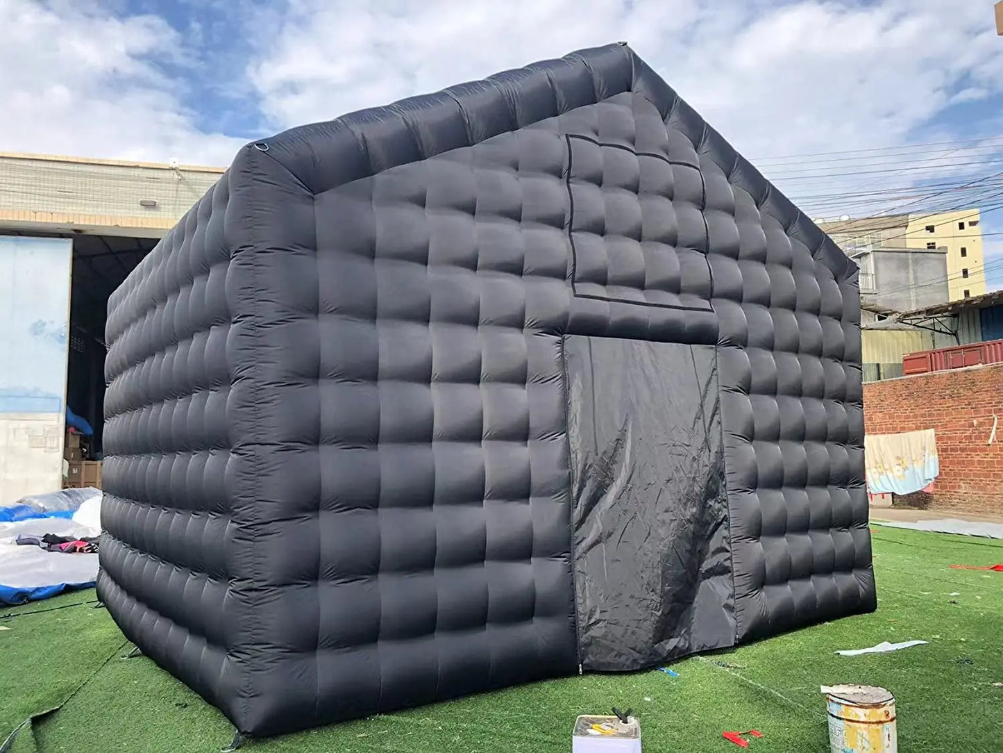 Black Inflatable Nightclub Dome Tent Wedding Cube Square Gazebo Event Big Portable Pavilion