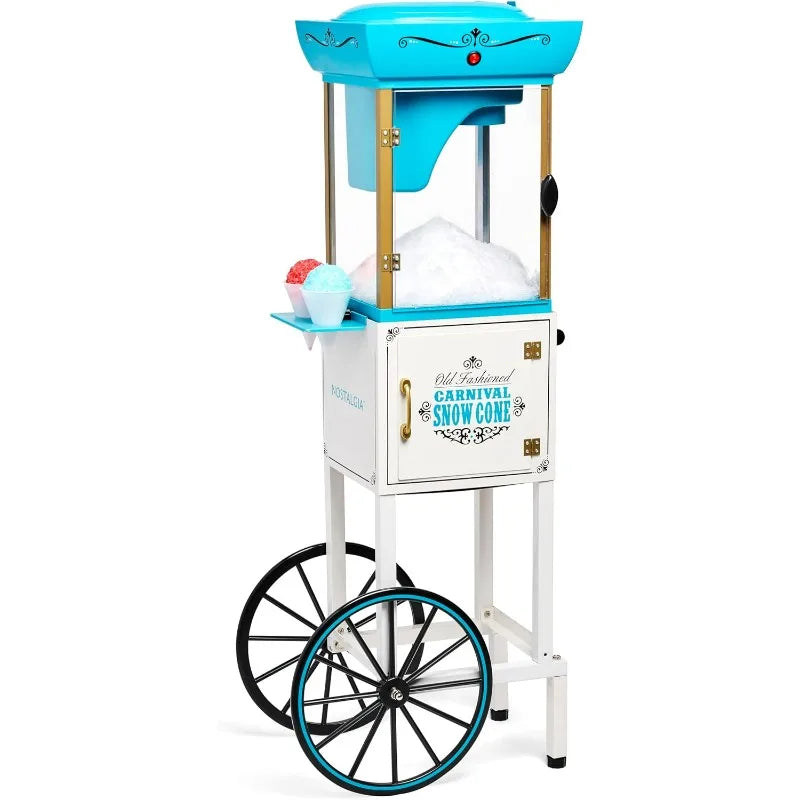 Nostalgia Snow Cone Shaved Ice Machine Retro Cart Slushie Machine Makes 48 Icy Treats W/Metal Scoop