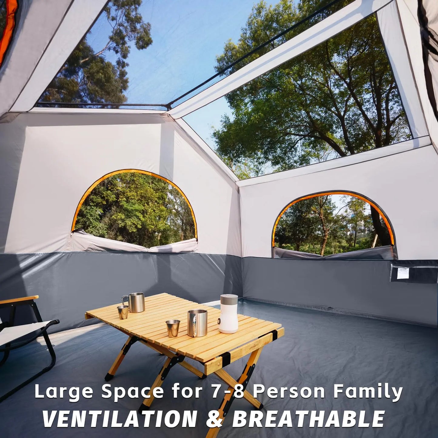 Hiker Garden 8 Person Camping Tent - Portable Family Cabin Tent for Camp, Windproof Fabric Camp Tent