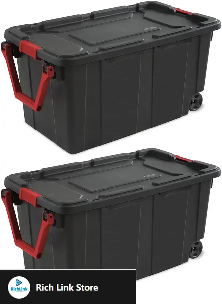 40 Gallon Lidded Home Storage Bins, Durable Stackable Industrial Storage Containers Tote