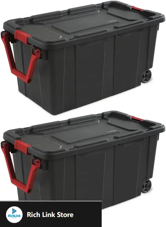 40 Gallon Lidded Home Storage Bins, Durable Stackable Industrial Storage Containers Tote