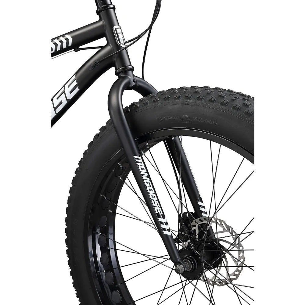 Malus Mens and Women Fat Tire Mountain Bike, 26-Inch Wheels, 4-Inch Wide Knobby Tires, Steel Frame