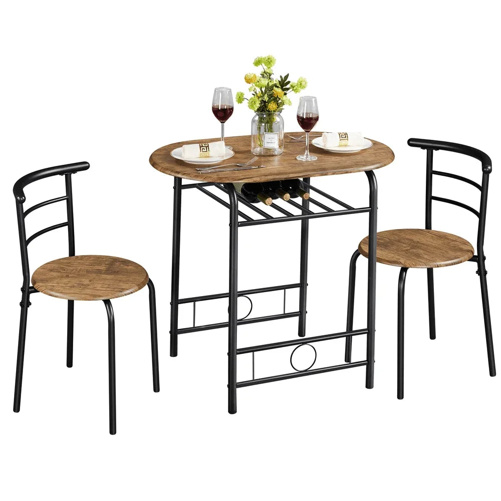 Alden Design Modern Dining Set 3pcs round Table And 2 Chairs Multiple Colors Available