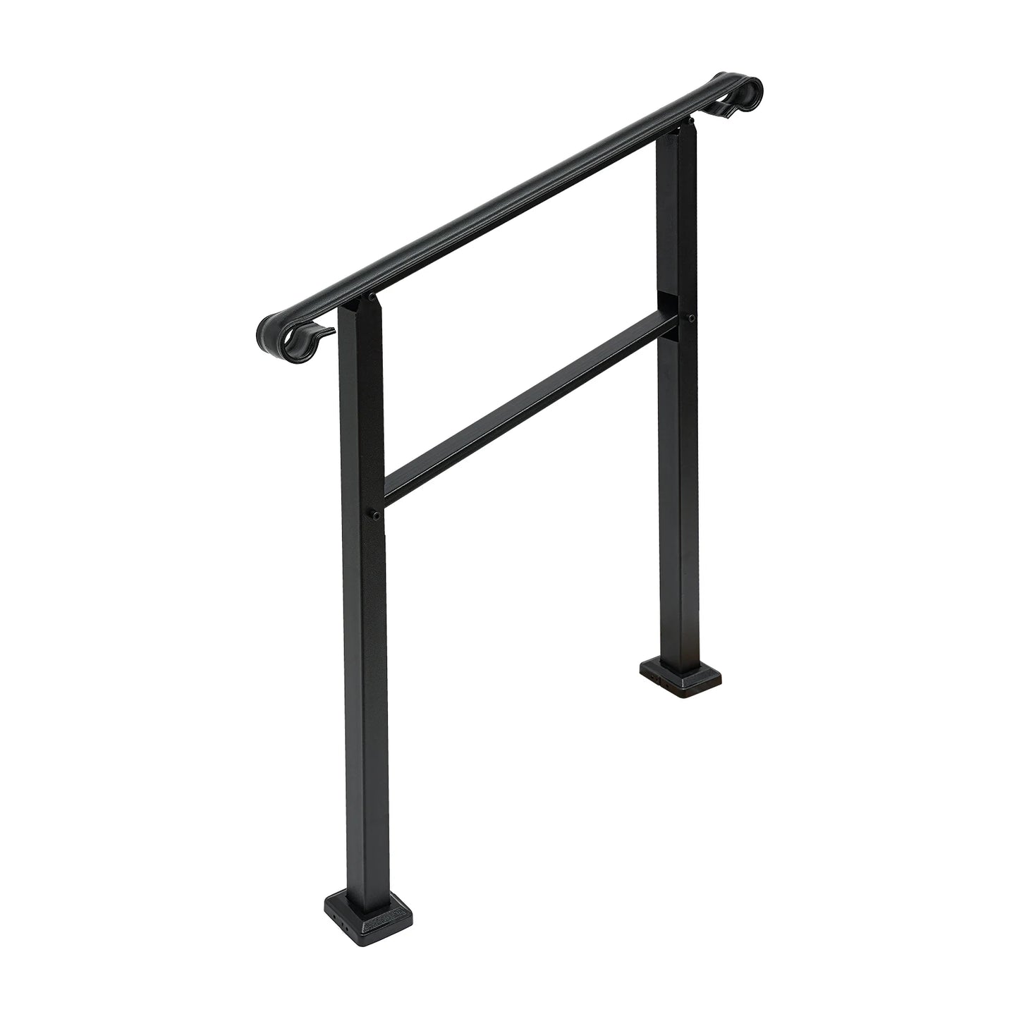 3-Step Staircase Handrail Ladder Type 881.8lbs Load-bearing For Outdoor Black/Dark Brown