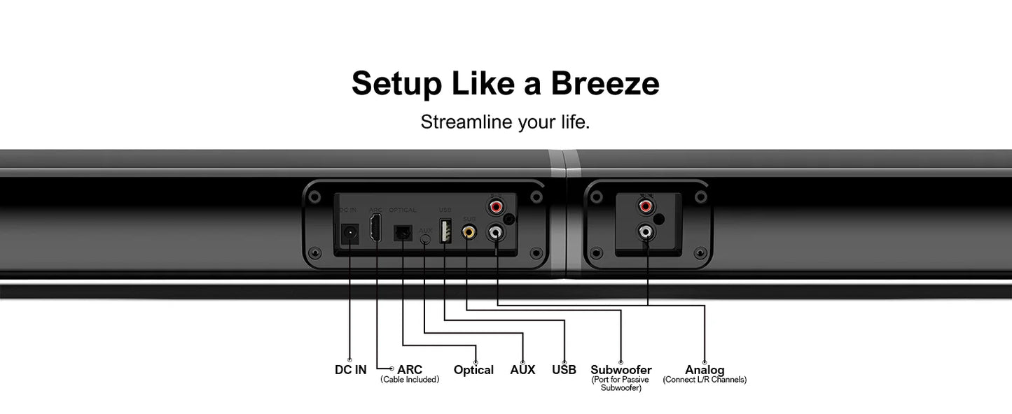 ULTIMEA 200W 4.1ch Soundbar with Subwoofer,2-in-1 Detachable Bluetooth 5.3 Soundbar for Smart TV