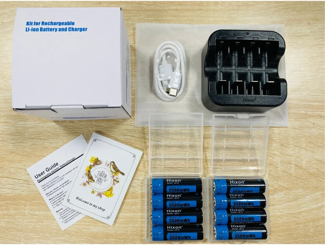 Hixon aa 1.5V Li-ion Rechargeable Battery 3500mWh 1.5V Lithium AA Rechargeable Batteries 1.5v AA